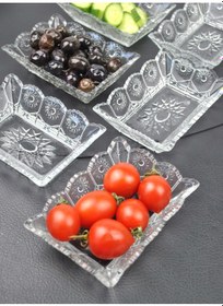 Resim 6'lı Cam Kase Çerezlik Kahvaltılık Dikdörtgen Sunumluk-13x10x4cm 