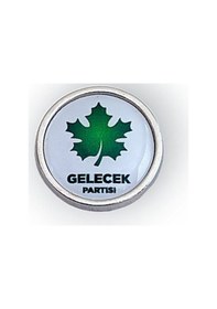 Resim Yörük Tasarım Gelecek Partisi Damla Mineli Yaka Rozeti Gümüş 