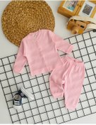 Resim DERİNBEBE Neşeli Bebekler Çizgili Kumaş Önden Çıtçıtlı Pijama Takımı Pembe 