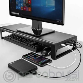 Resim Vaydeer 4 USB Çıkışlı USB 3.0 Aluminum Monitor Stand Laptop Stand 