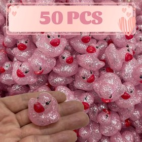 Resim Parlak Pembe ve Kırmızı Pullu 50 Adet Simli Kauçuk Ördekler - Sevgililer Günü Hediyeleri, Gemili Seyahat ve Araba Dekoru, Kadınlar için Toplu Yüzen Ördekler, Partiler, Etkinlikler - Dayanıklı Kauçuk, Tüy Yok, Elektriksiz 