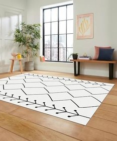 Resim Dijital Baskılı Kaymaz Taban Yıkanabilir İskandinav Üçlü Yatak Odası Takımı İSKANDİNAV-06, Beyaz, 60 x 150 