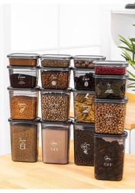 Resim Vienev Beyaz Serigrafi Etiketli 16'lı Peggy Dikdörtgen Saklama Kabı Seti 4x 1500-1150-800-400 ML Antrasit 