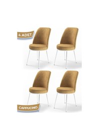 Resim Canisa Concept Dexa Serisi 4 Adet Cappucino Sandalye Beyaz Ayaklı Cappuccino 
