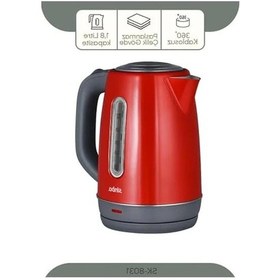 Resim Sinbo Sk-8031 Su Isıtıcı Kettle Paslanmaz Çelik, 1.8 L, Inox, Otomatik Kapanma Kırmızı Açık Gri 