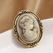 Resim One Piece Kadın Broşu, Yaka İğnesi, Eşarp Klipsi - Kabartmalı Güzellik Baş Portresi Oval Ortaçağ Saray Stili, Günlük Çok Yönlü Kullanım ve Hediye Verme İçin Uygun 
