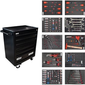 Resim Brio 6 Çekmeceli Tekerlekli Takım Arabası 258 Parça Siyah 