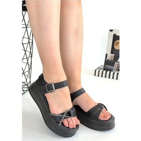 Resim Biçomi Luno Siyah Cilt Kemerli Sandalet Çok Renkli 