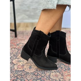 Resim Isolde Deri Sivri Burun Western Siyah Kadın Kovboy Bot 