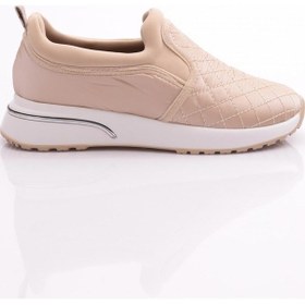 Resim Dgn 400 Kadin Baklava Desenli Sneaker Ayakkabi 400-2494-R0155 Bej - Beyaz 