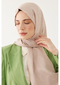 Resim Mirsoy Scarf Mc Desen Parlak Jakar Şal - Krem Krem 