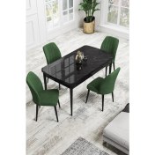 Resim Canisa Concept Canisa Rio Serisi 80 x 132 cm Mdf Açılabilir Siyah Mermer Desen Mutfak Masa Takımı + 4 Adet Sandalye 