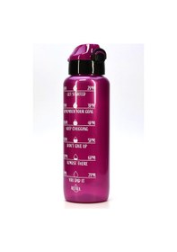 Resim Su Matarası Tritan Geniş Ağız Su Şişesi Motivasyon Spor Matarası Suluğu Bpasız 1000 Ml Mor T0103 