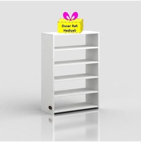 Resim Kenzlife Ayakkabılık Goya Byz 100 70 30 Arkalıksız Ayakkabı Ofis Dolabı + Tekli Duvar Rafı Hediyeli Beyaz 