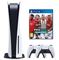 Resim Sony Playstation 5 Diskli Oyun Konsolu + 2. Dualsense Kol + Pes 2021 (İthalatçı Garantili) 