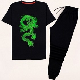 Resim Green Dragon Baskılı Eşofman Takımı Xl / Siyah Siyah 