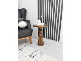 Resim Aselya Home Ahşap Tekli Mantar Yan Sehpa Modern Açık Ceviz Fiskos Çiçeklik 