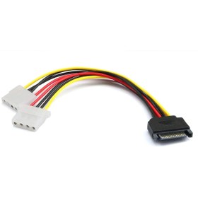 Resim AoGo SATA 15-Pin Erkek Çift 4-Pin Molex Dişi Güç Y Splitter Kablo Sata to Molex Çevirici 15 CM 