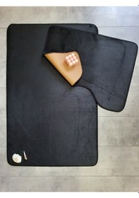 Resim Ultrasoft Düz Siyah 2'li Banyo Halısı Paspası Seti Kaymaz Taban M Siyah 