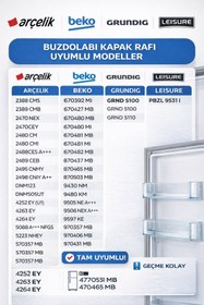 Resim Arçelik Uyumlu 2530 Cm - 2597 Ce Buzdolabı Kapak Şişe Rafı 