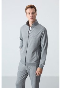 Resim Tommy Life Gri Melanj Pamuklu Kalın Yumuşak Dokulu Comfort Fit Basic Erkek Eşofman Takım - 85260 GRİ MELANJ 