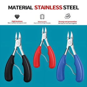 Resim Paslanmaz çelik tırnak makası, batık ve kalın tırnaklar için uygun. Keskin eğimli bıçağı rahat tutma yeriyle profesyonel ayak bakım aracı 