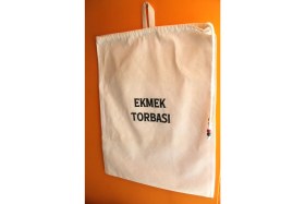 Resim Emtory Home Büyük Boy Dekoratif Boncuklu Büzgülü Askılı Keten Ekmek Torbası 50X40CM 