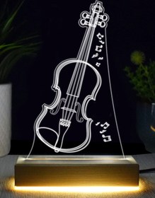 Resim DEKORANLA Keman Temalı 3D LED Lamba, Şık ve Modern Dekor Parçası 