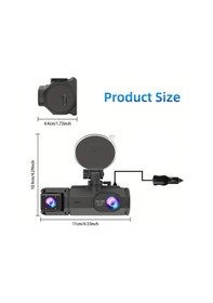 Resim Çeşithane 3 Kanallı Full Hd Araç İçi Kamera Seti - 1080p Ön, Arka Ve İç Üçlü Lens Dash Cam, 32gb Haf 