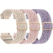 Resim Sunshine022 Fitbit Versa 1/2 Uyumlu 3lü Nylon Kol Bandı Siyah Starlight Reflective Beyaz 