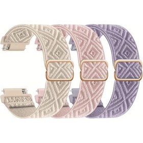 Resim Sunshine022 Fitbit Versa 1/2 Uyumlu 3lü Nylon Kol Bandı Siyah Starlight Reflective Beyaz 