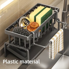 Resim 1 Set, Polipropilen (PP) Plastik Mutfak Lavabo Caddy Organizer, Musluk Üstü Tezgah Yıkama Sabun süngerlik, Çelik Yün Depolama Rafı, Banyo ve Mutfak Kullanımı için İnce ve Hijyenik 