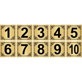 Resim Metal Kapı,Masa,Dolap Numarası 15x15cm 10 adet (1..10) Altın Renk Metal 
