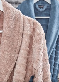 Resim Dantela Larin Air Soft Pamuk 6 Parça Bornoz Seti Pudra/mavi Pudra - Mavi 