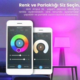 Resim Smyrna Store Wi-Fi Kontrollü Akıllı LED Ampul 10W E27 Sesli Kontrol (Alexa Siri Google) 16 Milyon Renk 