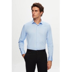 Resim D'S Damat Ds Damat Slim Fit Mavi Düz Gömlek 4HE02DY05006M 