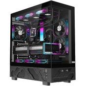 Resim Dragos Basalt Pro V2 Isı Göstergeli, 6x Argb Fanlı Usb 3.0 Type-c 600w 80+ Plus Atx Oyuncu Bilgisayar Kasası Siyah 