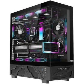 Resim Dragos Basalt Pro V2 Isı Göstergeli, 6x Argb Fanlı Usb 3.0 Type-c 600w 80+ Plus Atx Oyuncu Bilgisayar Kasası Siyah 