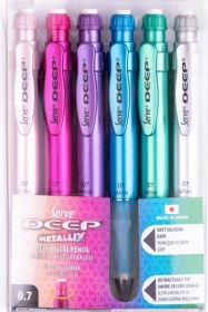 Resim Deep Mekanik Kurşun Kalem - Metalik Renkler 0.7 Mm 6 Lı Set No Color 