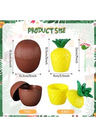 Resim Ananas Hindistan Cevizi Tasarımlı Pipetli Bardak Seti 6 Adet Çok Renkli 