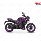 Resim Run Grafik Shop Bajaj Dominar 400 ve 250 Mor Çizgi Desenli Tam Kaplama Grafik Kiti, Motosiklet Sticker Seti 