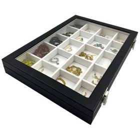 Resim 20 Bölmeli Yüzük Küpe Çok Amaçlı Malzeme Takı Kutusu Siyah 
