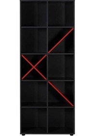 Resim Gaming 10 Raflı Kitaplık - Antrasit-kırmızı 75x188x30 Cm Gxyxd 