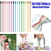 Resim 30/100/200 adet Renkli Top Boncuk Zincirler Karışık Renk Metal Top Zincir Bağlantı Elemanlarıyla DIY Anahtarlık, Etiket Etiketleri, Asılı Süsler DIY cüzdan yapımı için 