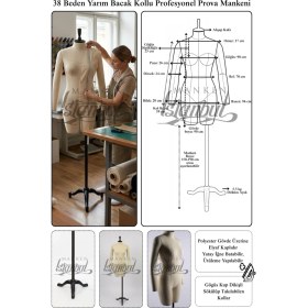 Resim Manken İstanbul 38 Beden Yarım Bacak Yüksek Kalite Döküm Ayak Kollu Profesyonel Prova Mankeni Terzi Mankeni 