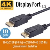 Resim Irenis Displayport Kablo - 19 Pin - 165 Hz Destekli - 21 Gbit 2 M 