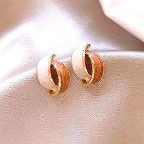 Resim Kadınlar için Şık Altın Tonlu Geometrik Kavisli Küpe - Renkli Emaye Detaylarıyla Vintage Tarz, Düğünler ve Günlük Giyim İçin Mükemmel, Düğün Takıları 