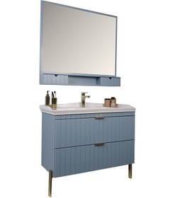 Resim Kobos Noble 100 Cm Banyo Dolabı Seti Light Blue Mavi 