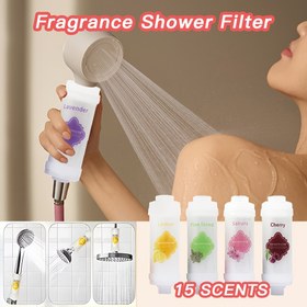 Resim VC Toplu 15 Koku Duş Filtresi - Cilt ve Saç Sağlığı için Derin Su Arıtma, Lavanta, Gül, Kiraz Çiçeği, Limon, Zambak Kokulu Filtreler, Plastik Oval Şekil, Kolay Temizlenebilen File Tasarım 