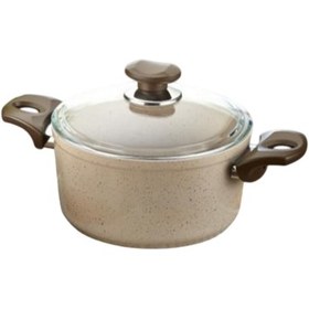 Resim Gülsan Safran 24 Cm Derin Granit Tencere Krem Rengi 